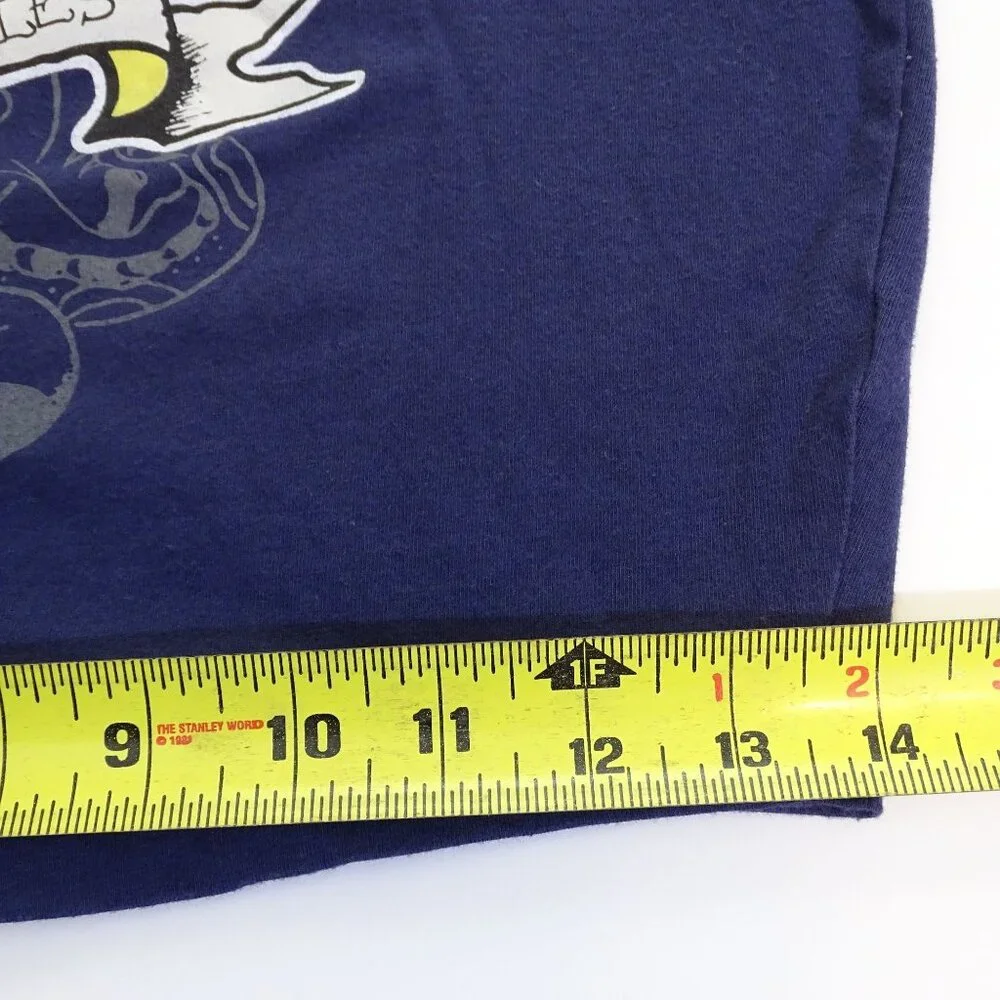 Ed Hardy Graphic Cropped T-shirt Blue Women Size L Y2K Indie Tattoo Art Grunge - Picture 10 of 11